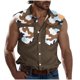 thumbnail image 1 of Camisas de Cuello para Hombres, Moda Casual Día de la Independencia Imprimir Turndown Bolsillos sin Mangas Tanque Deportivo, 1 of 5