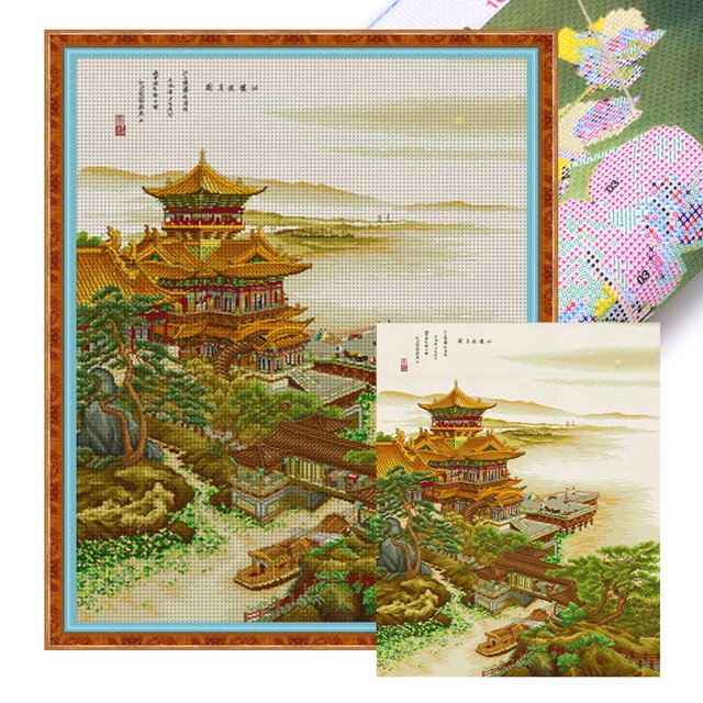 Hilo Algodón Ecológico Bordado Punto Cruz Con Torre Del 11CT 85x102cm Ygjytge