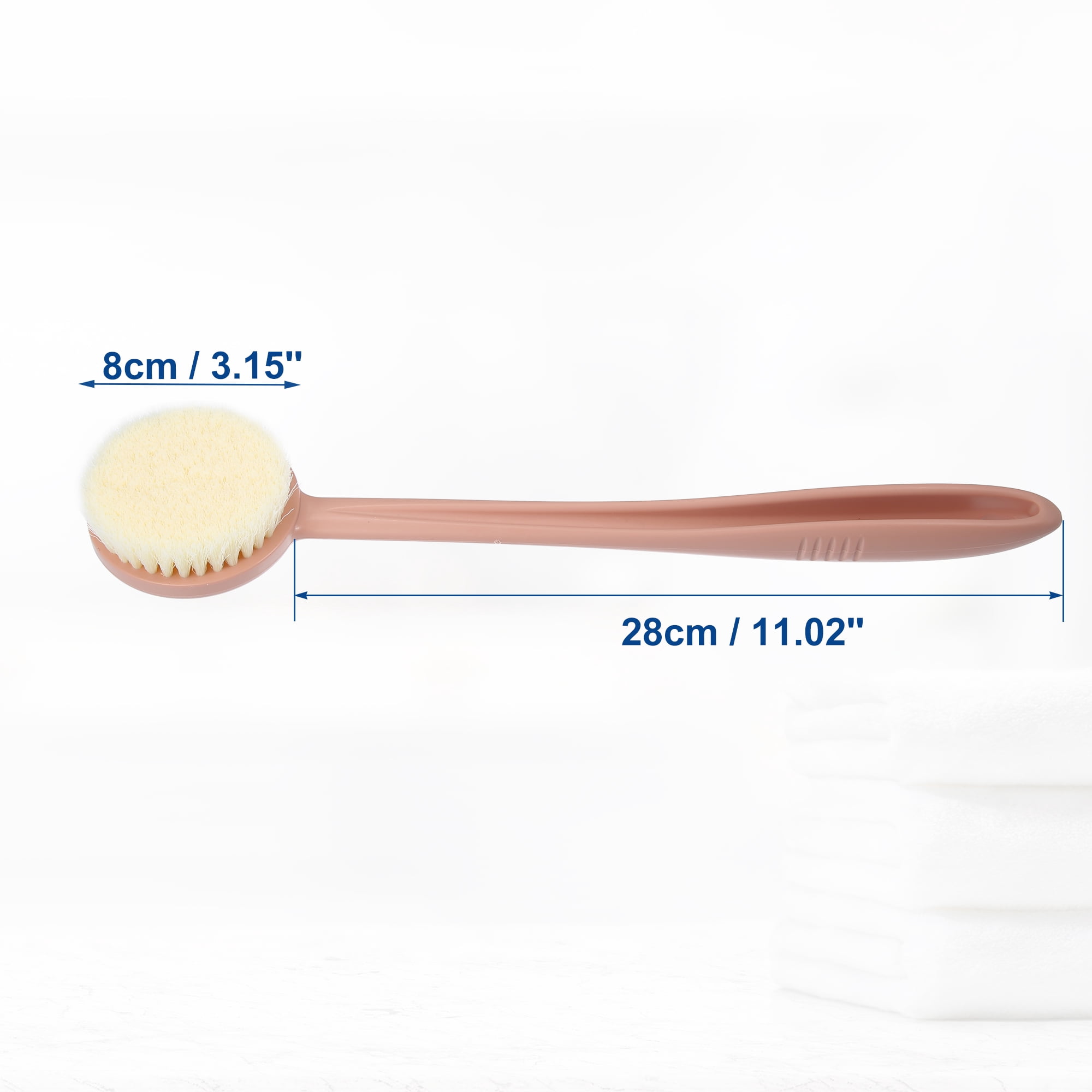 Unique Bargains Body Bath Brush Back Scrubber with Long Handle Pink