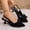 Black, variant on Womens Pointed Toe Bow Slingback Kitten Heels, 2 Inch Low Heel, Comfortable PU Faux Leather Slingback Pumps for Office Wedding, White,Size 6