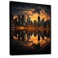 thumbnail image 2 of Designart "Miami City Skylines in Yellow Black" Cityscapes Floater Framed Canvas Wall Art, 2 of 7
