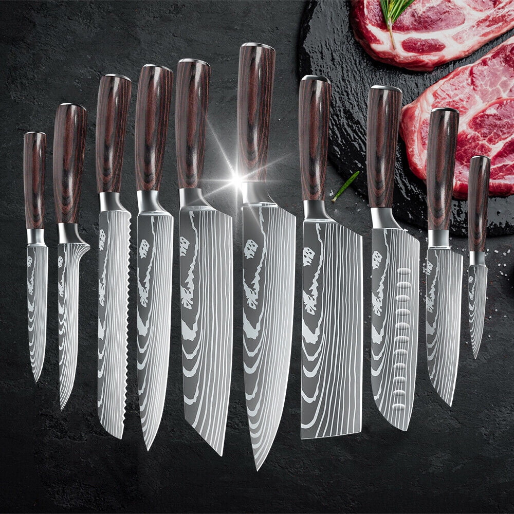 MDHAND 3 Piece Kitchen Knife Set Stainless Steel Japanese Damascus Style Chef's  Knives 