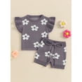 thumbnail image 2 of Bagilaanoe 2pcs Newborn Baby Girl Shorts Set Short Sleeve Floral Print T Shirt Tops + Shorts 6M 12M 18M 24M Infant Casual Summer Clothes, 2 of 7