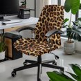 thumbnail image 2 of POLERO Classic Brown Leopard Print Elastic Cloth Office Swivel Chair Protector Cover with Stretch All-in-One High Back Chair Slipcover for Home Office Workspace, 2 of 7