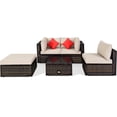 thumbnail image 5 of Patiojoy 5-Piece Outdoor Patio Sectional Rattan Sofa Set with Soft Back and Seat Cushion Brown, 5 of 6