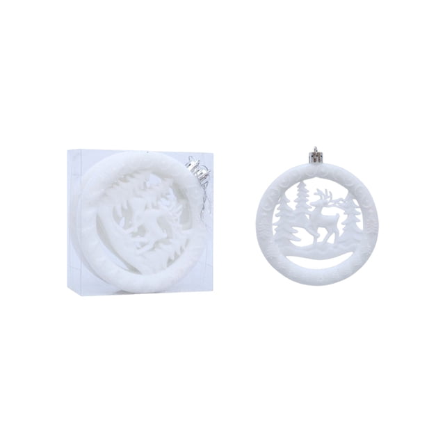 Adorno colgante de terciopelo redondo de 10 cm con forma de ciervo para árbol de Navidad, regalo de Navidad, juego de 3 bolas navideñas.