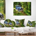 thumbnail image 4 of Designart Blue Vintage Car Oil Painting - Car Throw Pillow - 18x18, 4 of 5