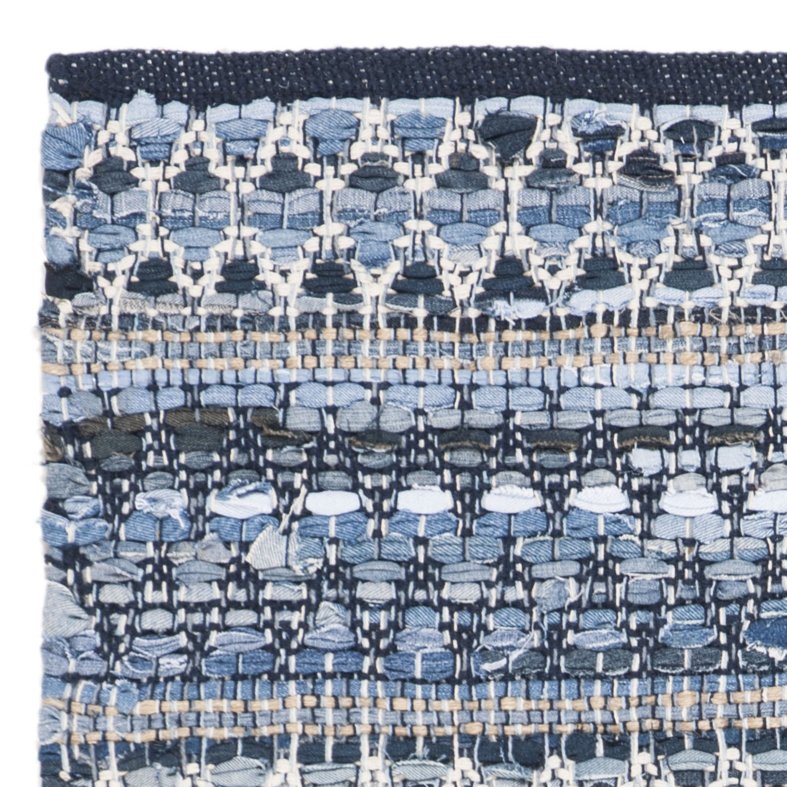 SAFAVIEH Montauk Nicholas Braided Striped Area Rug, Blue, 3' x 5'
