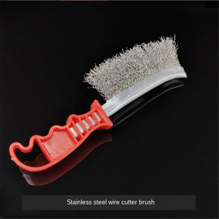 

Durable Stainless Steel Wire Brush with Handle Anti-rust Cleaning Abrasive Tool Knife Shaped Metal Gap Rust Removal Brush 1pc