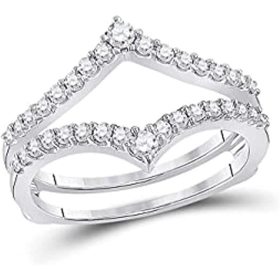 14K White Gold Plated 925 Sterling Silver Moissanite Enhancer Ring Guard Jacket Enhancer Wedding Band