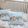 thumbnail image 6 of Throw Pillow Covers 16x16 Inch Set of 2, Blue Coastal Waterproof Outdoor Pillow Covers, Summer Nautical Beach Conch Starfish Coral Decorative Cushion Pillowcases for Couch, Sofa, Bed, Garden, Patio, 6 of 9