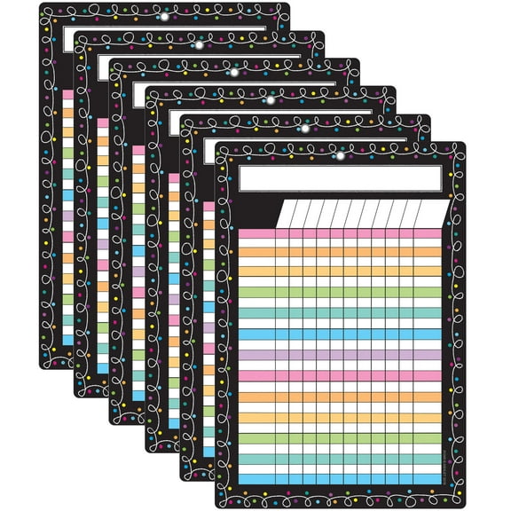 Ashley Productions Smart Poly Chart, 13" x 19", Chalk Dots with Loops Incentive, w/Grommet, Pack of 6