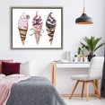 thumbnail image 2 of Stupell Industries Pink Glam Ice Cream Trio Brown Framed Floater Canvas Wall Art design by Amanda Greenwood, 25 x 31, 2 of 9
