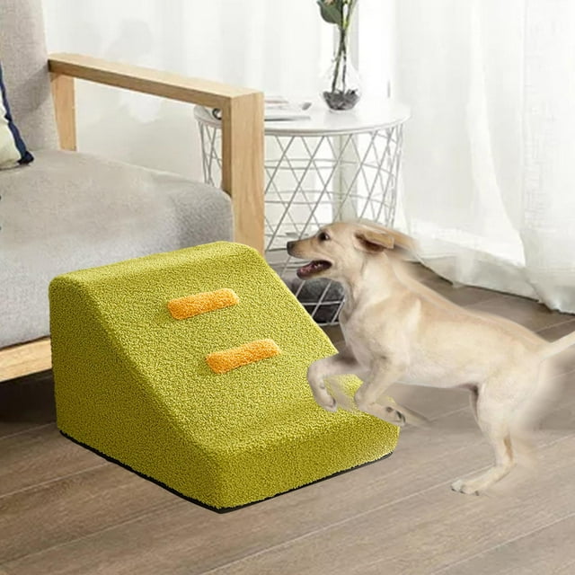 Escaleras para perros Escalera para perros Forma de pendiente suave para perros mayores, gatos Cubierta duradera lavable a máquina Escalones portátile Verde 2 pasos