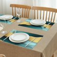 thumbnail image 3 of Teal Gold Marble Pattern Summer Placemats Table Placemats Set Of 4-Linen Kitchen Washable Placemats Table Mats 11.8"x17.7" Non-Slip Heat Resistant, 3 of 6