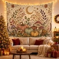 thumbnail image 3 of Floral Garden Autumnal with Botanical Textured Toned Mimics, Mystical Fantasy for Space Lovers, Galaxy Room Decor, Halloween Gift, Tapestry Wall Hanging for Bedroom and Dorm, 3 of 7