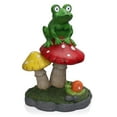 thumbnail image 4 of Alpine Corporation Solar Frog Sitting On Top of Mushroom Statue, 4 of 15