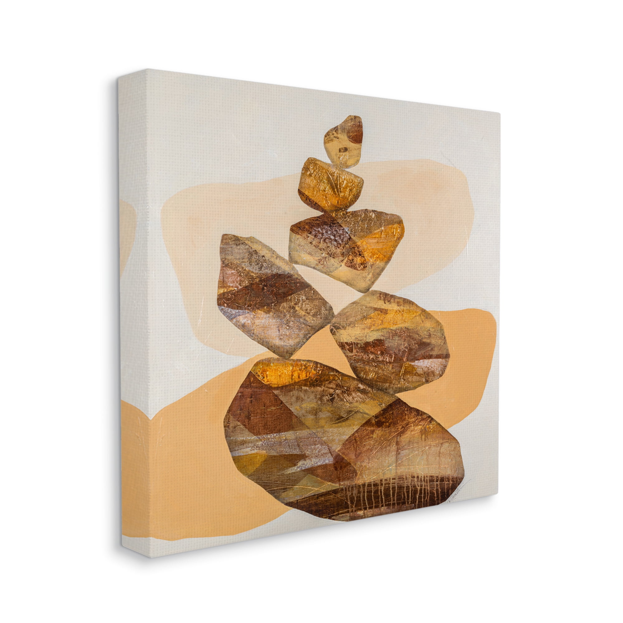 Stupell Modern Natural Stacked Zen Rocks Abstract Painting Gallery Wrapped Canvas Print Wall Art