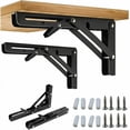 thumbnail image 1 of Space Saving Folding Shelf Brackets, Max Load 100Kg With Triangle Structure, Strong Steel Construction For Diy Wall Mounted Furniture, Stylish Design, Black, Easy Installation, 1 of 5