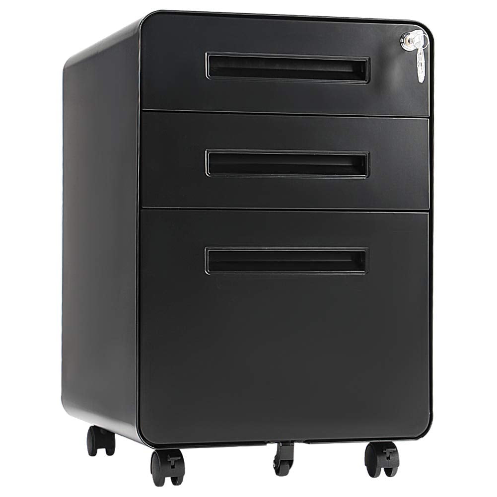 Suncrown Locking File Cabinet 3 Drawer Metal Vertical File Cabinet With Hanging File Frame For Legal Letter File Black Walmart Com Walmart Com