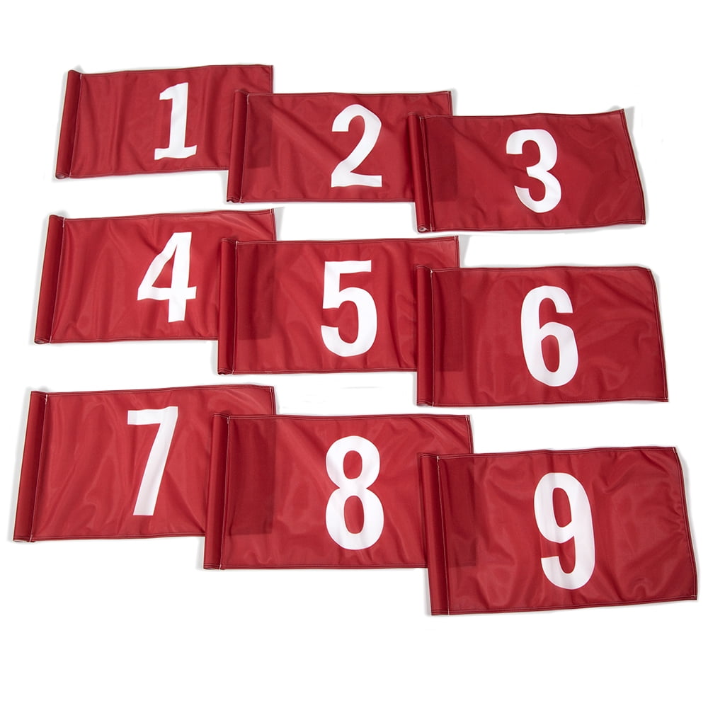 Vispronet Numbered Golf Flags, 20in x 14in Red Flags with White Numbers
