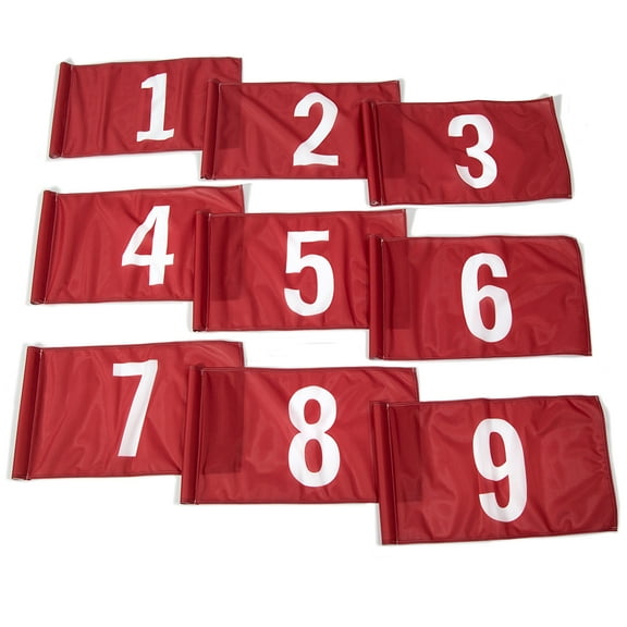 Vispronet Numbered Golf Flags, 20in x 14in Red Flags with White Numbers 1-9