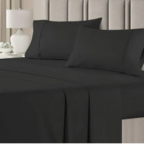 PURE DREAMS BEDDING-Hotel Luxury Sheet Set 4 Piece-100% Egyptian Cotton, 300 TC, Fits up to 12" Deep Pocket-Black Solid, Full Size