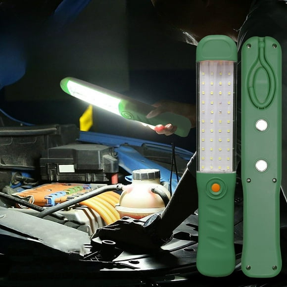 Rwvbm Rechargeable Outdoor Portable Shockproof Work Light,Magnetic Auto Repair Emergency LED with IP65 Waterproof,1000-2400mAh Battery,Green,30x5x3cm