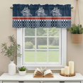 thumbnail image 3 of Nautical Sailing Boats Valances for Windows, Rod Pocket Kitchen Valance Curtains - Soft & Washable Small Window Treatment for Living Room, Bathroom, Red Navy Blue Geometric Stripes 42x12inch, 3 of 9