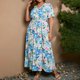 thumbnail image 4 of Puntoco Vestido De Manga Corta Con Cuello En V, Vestido Largo De Gasa De Manga Corta De Talla Grande A La Moda Para Mujer, Vestido De Cuello Redondo De Manga Corta, Azul Claro Xxxxxl, 4 of 6