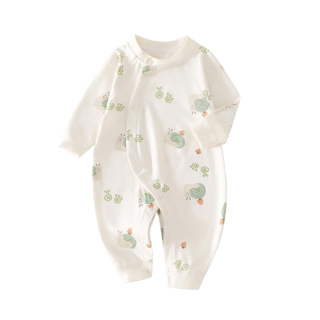 Vêtements Printemps/automne, Barboteuse Décontractée à Manches Longues pour Enfants, Imprimé Printemps, Col Rond, Vêtements Quotidiens, Chandails à Capuchon, Combinaisons, Blanc, 6 Mois