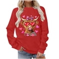 thumbnail image 5 of Funny Highland Cow Sweatshirt Valentines Day Cute Animal Graphic Pullover Long Sleeve Crewneck Tops Lollipop Heart Shirt, 5 of 6