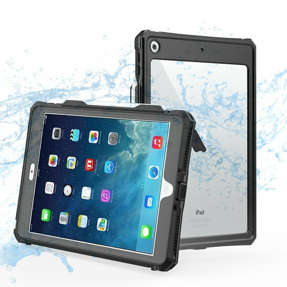 ShellBox iPad 10.2 2019 Waterproof Case, Full-Body Heavy Duty Shockproof Protective Cover with Kickstand Built-in Screen Protector for iPad 10.2 inch 2019 Tablet 7th Generation (Black)