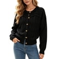 thumbnail image 2 of Xdegoge Crop Cardigan for Women Long Sleeve Button Down Pointelle Hollow Out Lightweight Knit Sweater Casual Cozy Fall Outerwear, 2 of 6