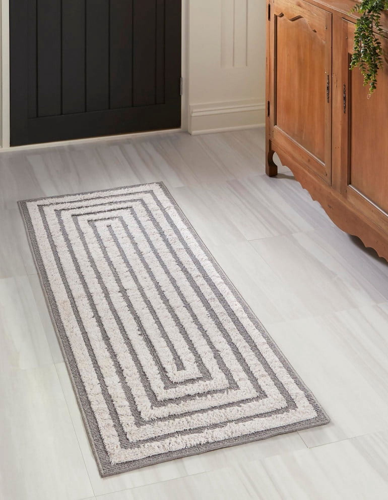 Sabrina Soto Casa Collection Area Rug - Toluca (2' 3" x 8' Runner Anthracite Gray/Ivory)