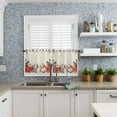 thumbnail image 6 of Christmas Floral Kitchen Curtains and Valances Set, Red White Flowers Green Leaf Vintage Letter Rod Pocket Window Valance Window Curtain Panels for Living Room Bedroom Laundry, 27.5x24in, 3 Pieces, 6 of 7