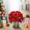thumbnail image 5 of Glitter Poinsettia Artificial Christmas Flowers Bouquet Arrangement for Home Table Centerpiece Holiday Party Wedding Vase Decor, 5 of 6