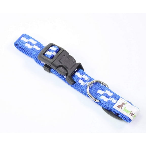 ERROR 12" to 16" Inch Adjustable Solid Cross Blue Nylon Collar for Medium Sized Dogs