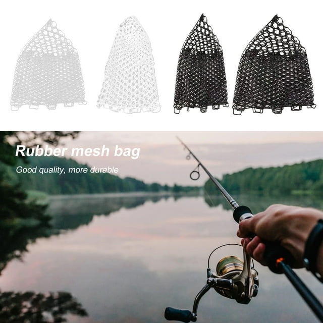 HEVIRGO Rubber Landing Dip Net Universal Ultralight Good Toughness Fish Landing Net for Outdoor,Black 55cm