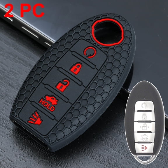 DON'T TOUCH MY KEY 2 Pcs Silicone 5 Button Car Key Cover Case Shell Holder for Nissan Altima Rogue Sentra