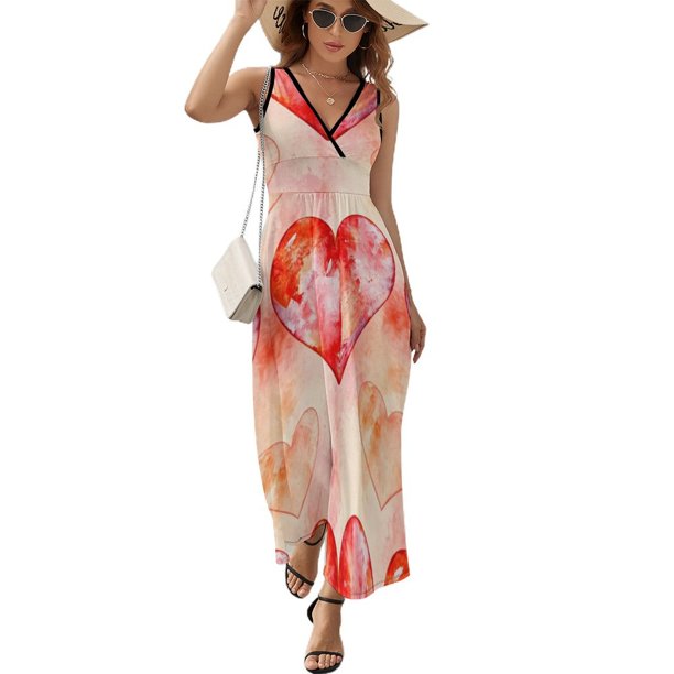 Colorful Heart Vestido Sin Mangas Vestidos Para Mujer, Vestido Suelto De Verano 2025
