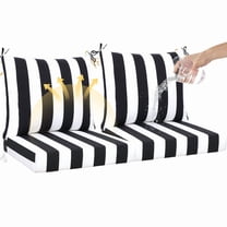 SDJPOI 2 Set Outdoor Deep Seat Cushions, 24"x24"X4.3" Waterproof Fade-Resistant Patio Furniture Cushions with Removable Covers & Adjustable Ties for Chairs, Sofa, Couch
