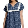 thumbnail image 3 of Moomaya Printed WoMen's Lace Neckline Nightdress Short Sleeve Nightwear, 3 of 5
