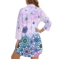thumbnail image 6 of Renewold Women Long Sleeve Beach Shirt Blouses Bathing Suit Cover Up Comfortable Soft Button Down Cover Ups for Women Casual Beachwear Resort Wear, Mandala Floral Print Violet Blue, 3XL, 6 of 7