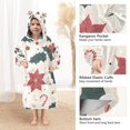 thumbnail image 3 of FORMRS Wearable Blanket Hoodie with Sleeves for Kids Cozy Flannel Sweatshirt, Beige Christmas Candy Canes, 3 of 7