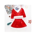 thumbnail image 3 of Toddler Kids Girls Christmas Skirt Outfit Sequined Long Sleeve Red Top Mini Skirt Fall Outfits Set for Girls 1-6 Years, 3 of 9