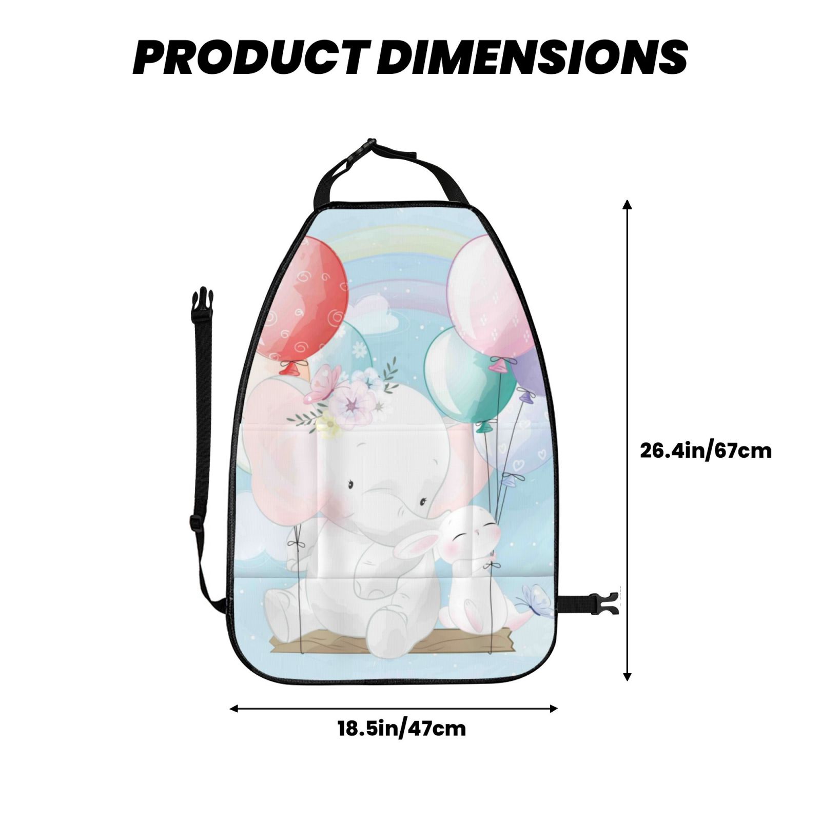 Kdxio Cute Elephant Print 2 Pack Car Kick Mat Seat Cover Back Protector Mat with Pockets for Organizer Backseat Protector and Storage Anti Kick Pad for Vehicles