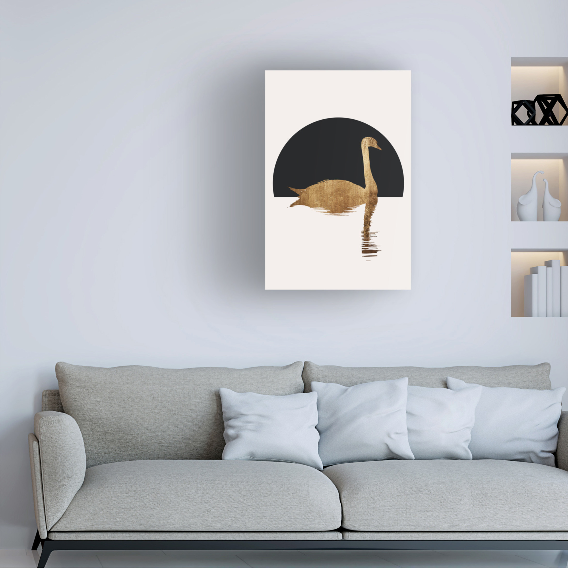 Trademark Fine Art Kubistika The Swan Black Canvas Wall Art