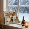 thumbnail image 4 of ​Farmhouse Highland Cow Pillow Cover, 3-Cow Family Faux Embroidery Print, Brown and White Animal Theme Throw Pillow for Sofa Bedroom, Rustic Home Decor​​ Multicolor, 4 of 6