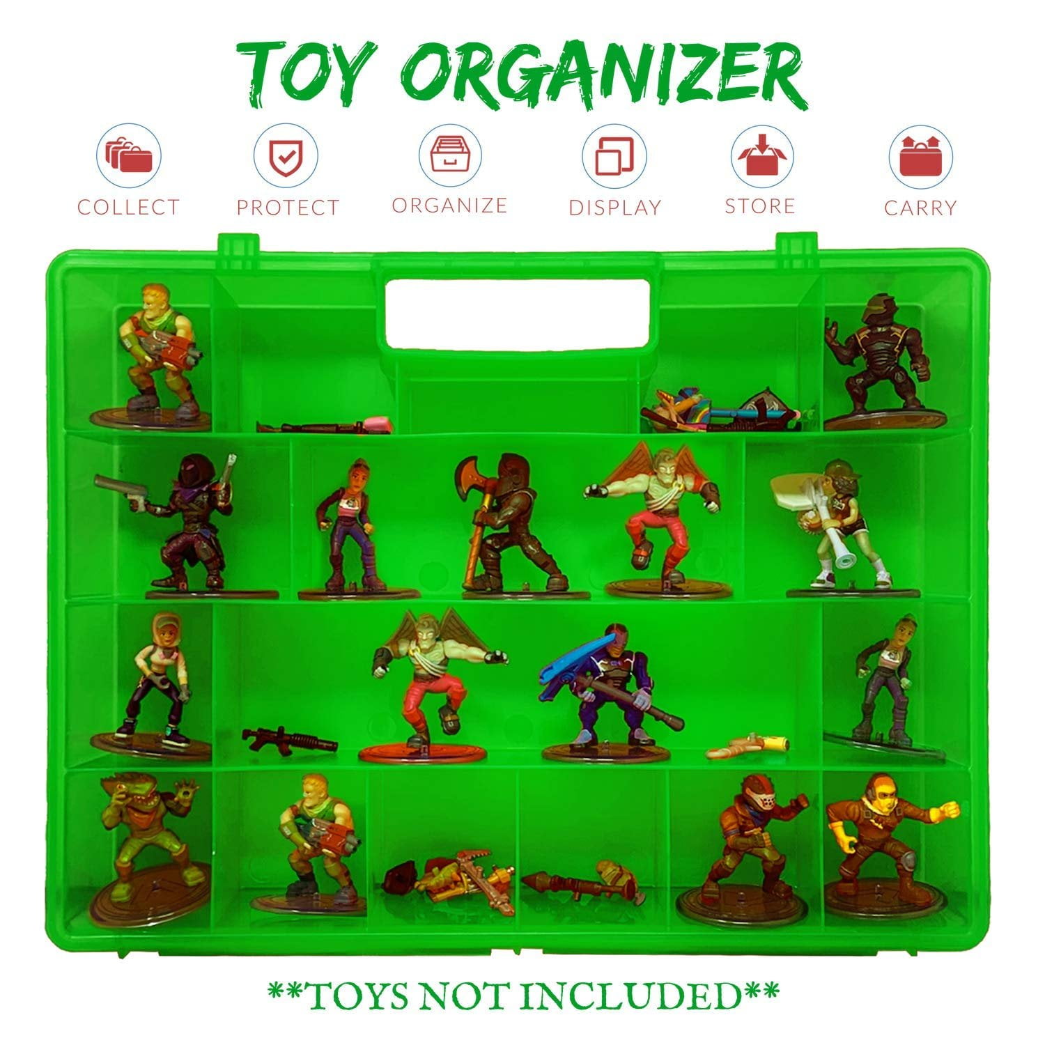 Life Made Better Green Enhanced Strengthened Toy Organizer Toys Storage Case Compatible With Fortnite Figures Not Made By Fortnite Walmart Com Walmart Com - roblox carrying case stores dozens of figures durable toy storage organizers by life made better green